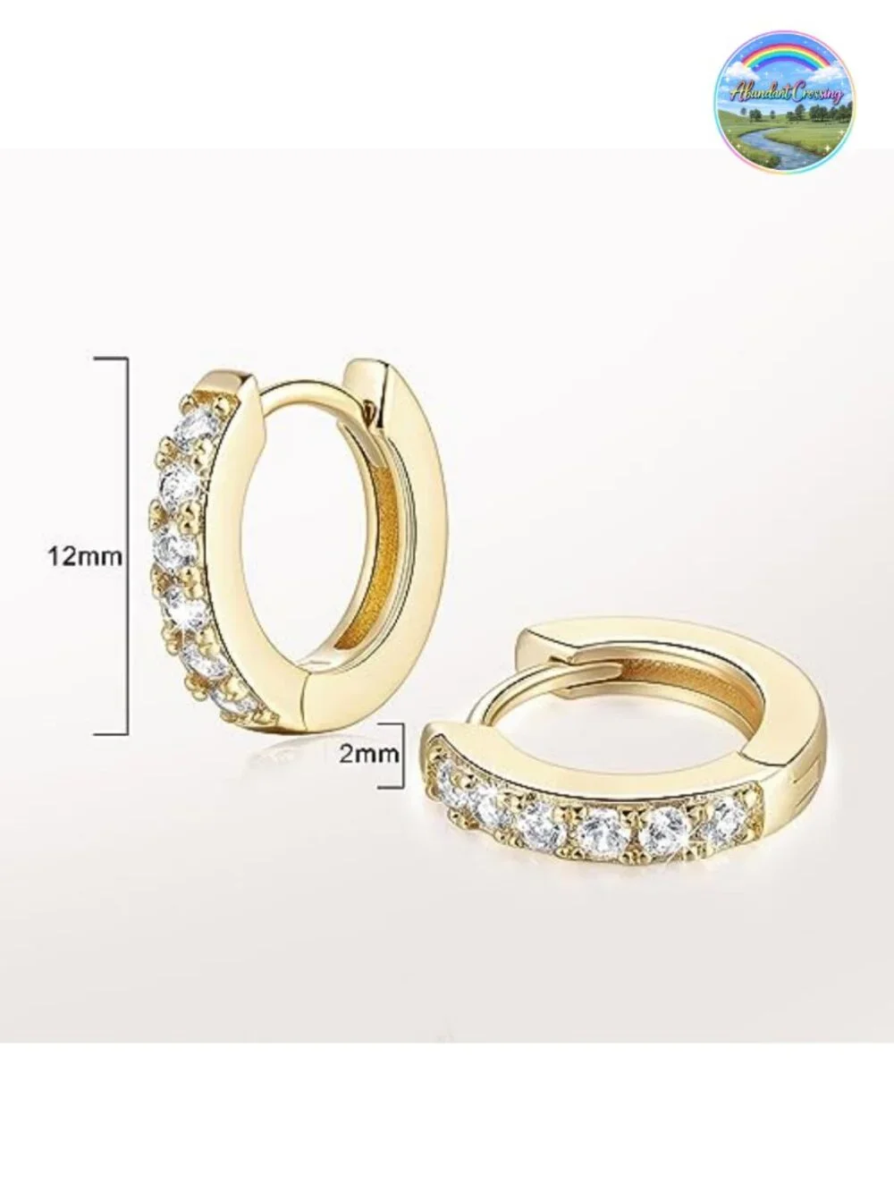 14K Gold Plated Huggie Hoop Earrings for Women with Cubic Zirconia
